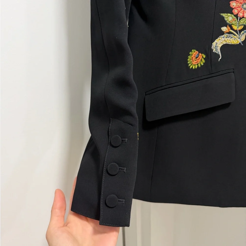 Cinq à Sept Black Blazer with Floral Embroidery - Picture 5 of 7